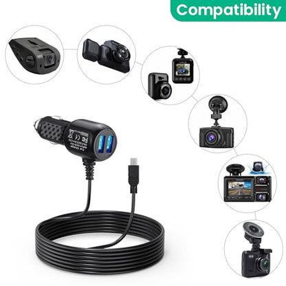 weishan 11.5ft Mini USB Charger Cable for Rexing V1 V3 V5 & Rove R2 Dashcam Rear View Mirror Camera