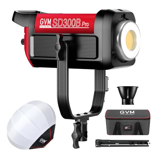 GVM 300W Photography Lighting Bi-Color Video Light with Bowens Mount Lantern Softbox and Stand CRI 97+ CCT 2700K~6800K 12 Lighting Scenes App Control Studio Lights for Photography - color: softbox