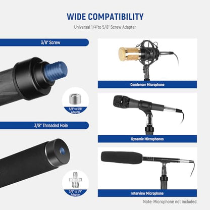 NEEWER Upgraded Microphone Boom Pole, 9.8ft/300cm Telescopic Carbon Fiber Mic Boom Arm with 5 Sections, 1/4" 3/8" 5/8" Screw Adapters, Cable Straps, Shoulder Strap & Storage Bag, MS-300CB (Black) - style: MS-300CB
