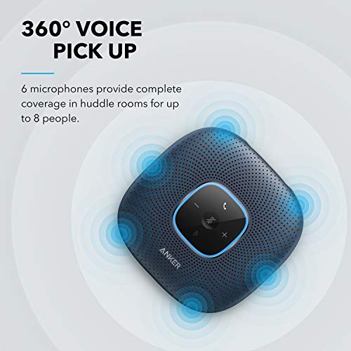 Anker PowerConf Speakerphone, Zoom Certified Conference Speaker with 6 Mics | 360° Enhanced Voice Pickup, 24H Call Time, Bluetooth 5.3, USB C, Compatible with Leading Platforms for Personal Workspaces - color: Blue