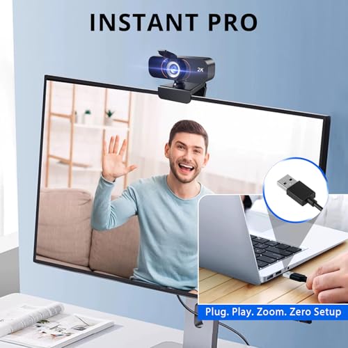 2K Webcam for Computer/Laptop/Desktop/PC, Camera with Microphone, USB Plug&Play, Auto Low Light Correction, Privacy Cover, Tripod, Wide Angle for Meeting/Online Video/Zoom - style: Updated 2K-GQ