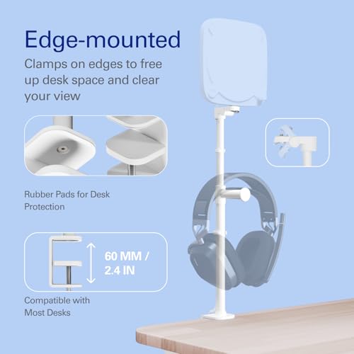 Elgato Neo Clamp, Edge-Mounted Desk Stand | Adjustable height and tilt, Frees up desk space, Integrated headset holder, Recycled plastic, Clean white finish - style: Neo Clamp