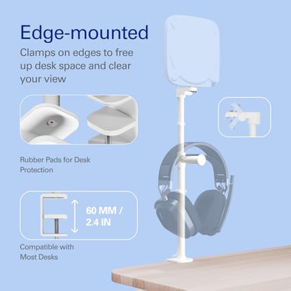 Elgato Neo Clamp, Edge-Mounted Desk Stand | Adjustable height and tilt, Frees up desk space, Integrated headset holder, Recycled plastic, Clean white finish - style: Neo Clamp