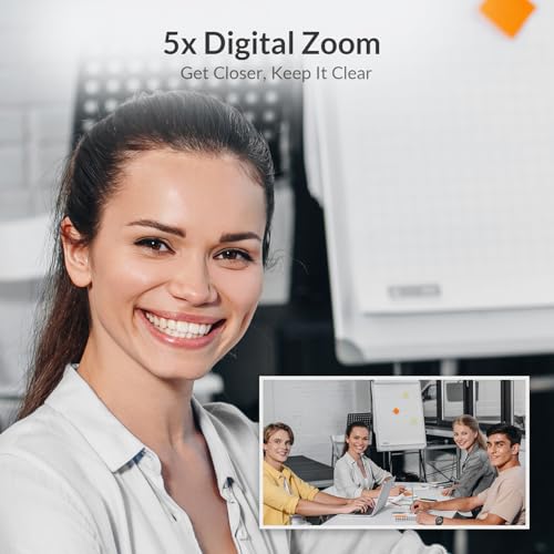AV Access 4K Conference Room Camera - 1/1.8" CMOS, Gesture Control, Auto Framing, Presenter Tracking, Individuals Gallery, Dual Noise-Canceling Mics, Privacy Cover, 120° FOV, ePTZ 5X Zoom Webcam - size: 90