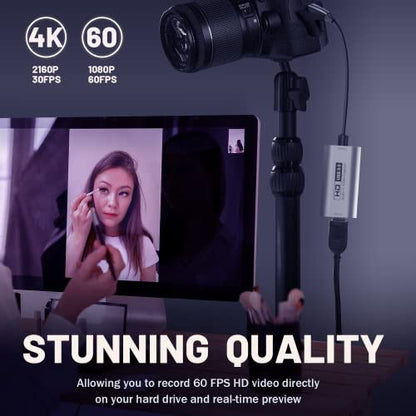 GUERMOK Video Capture Card, USB3.0 HDMI to USB-C Capture Device, Stream & Record at 2K@30FPS 1080P@60FPS, Compatible with iPad Mac OS Windows, Quest 3, OBS, Zoom, PS5/4, Switch, Xbox (Gray) - color: Gray