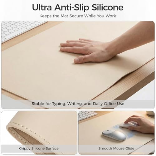 Silicone Desk Mat for Minimal, Creative, Vanity Desk – Reduces Glare, Comfortable Viewing – Writable, Non-Slip, Waterproof, Roll-Up – Food-Grade Platinum-Cured Silicone, Gift Tube（Warm Beige） - color: Warm Beige