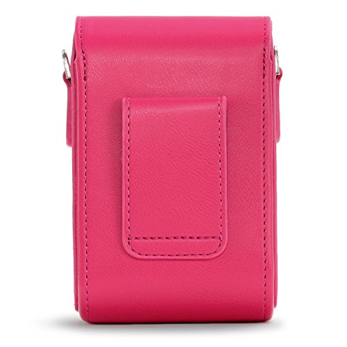 MegaGear Leather Camera Case with Strap compatible with Canon PowerShot G7 X Mark III, G7 X Mark II, G7 X - MG1255, Hot Pink - color: Hot Pink