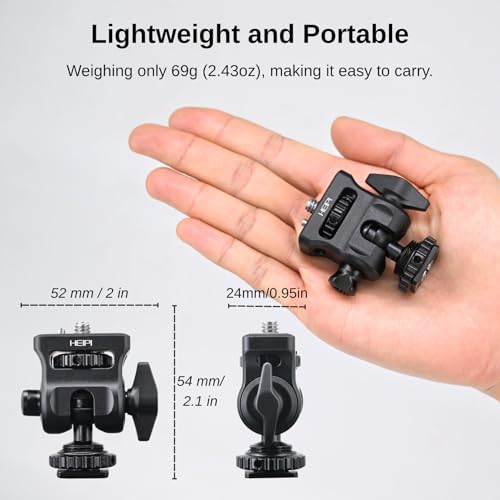 HEIPI Field Monitor Mount with Cold Shoe Mount Swivel 360° and Tilt 180°, Holder for Camera Monitor Mount, LED, Flash and Video Shooting Photography Accessories, Max Load Capacity 7.7lbs