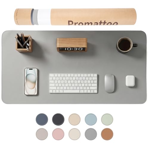 Large Desk Pad Non-Slip Desk Mat Protector for Keyboard Mouse Waterproof Vegan Leather Surface Faux Leather Laptop Mat Smooth Mouse Pad Premium Gift Tube Mist Gray 23.6" x 13.7" - color: Mist Gray, size: 23.6" x 13.7"