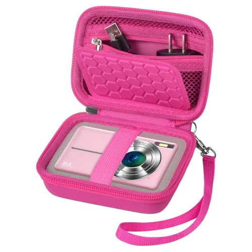 Comecase Carrying & Protective Case for Digital Camera, for CAMKORY/for Kodak Pixpro/for Canon PowerShot ELPH 180/190 / for Sony DSCW800 DSCW830 Cameras for Travel - Rose Red - color: Rose Red