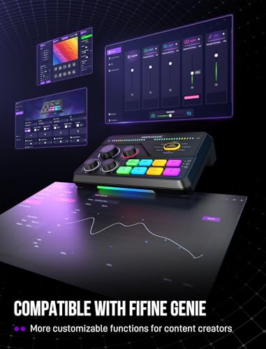 Fifine Gaming Mixer for Voice Chat and Streaming- 7.1ch Surround Sound Headphone Amp-XLR Preamp-USB Plug & Play-Voice Changer-RGB-Volume Control-3 EQ Modes Ampligame SC8