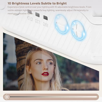 ZENIKO VS5 Bi LED On-Camera Video Light with Soft Diffuser, Bi-Color 2500K-8500K, CRI95+, Magnetic Attraction, Dimmable Vlog Light for Camera Gopro Photography (White)