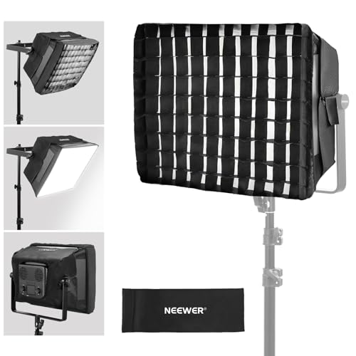 NEEWER Upgraded Softbox Diffuser for PL60C RGB LED Video Light Panel, 15.4"x12.6"/39x32cm Foldable with Grid/Bag/Blackout Hood, No Need to Remove Barndoors Quick Set Up for Portrait Soft Light, NS6S - style: NS6S for PL60C
