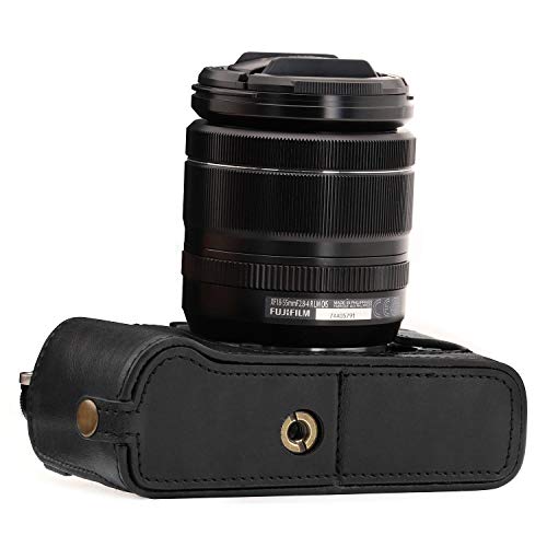 MegaGear Ever Ready Leather Camera Half Case and Strap Compatible with Fujifilm X-T30, X-T20, X-T10 - color: Black