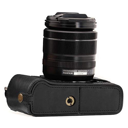 MegaGear Ever Ready Leather Camera Half Case and Strap Compatible with Fujifilm X-T30, X-T20, X-T10 - color: Black
