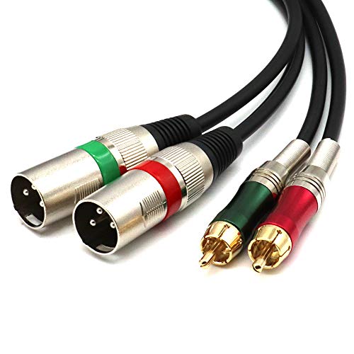 Dual XLR to RCA Cable,2 XLR Male to 2 RCA Phono Plug HiFi Audio Cable for Amplifier Mixer Microphone Patch Cable (10FT/3M) - color: 3m (2XLR-2RCA)