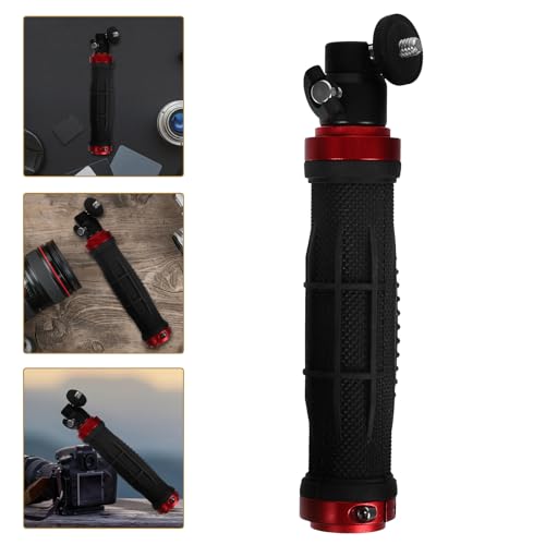 FRCOLOR Video Camera Handle Grip Stabilizer with 1/4" Screw Mount and LED Light for DSLR and Phone, Multifunctional Handheld Gimbal for Travel and Professional Filming, Black