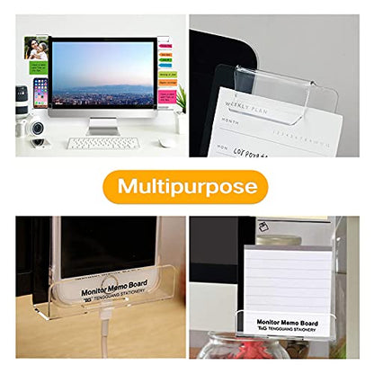 Monitor Memo Boards for Computer, Set of 2 (Left & Right) Multifunction Acrylic Screen Message Reminder Pad Side Panels Phone Holder - Utility Organizer for Office Desktop, Gift of 1 Pack Sticky Notes - style: Left + Right