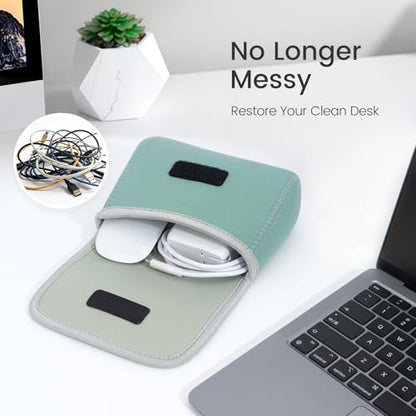 LENTION Mint Green Neoprene Tech Pouch, Portable Travel Organizer for MacBook Power Adapter, Power Bank, Charger, Cable & Small Electronics - color: Mint Green