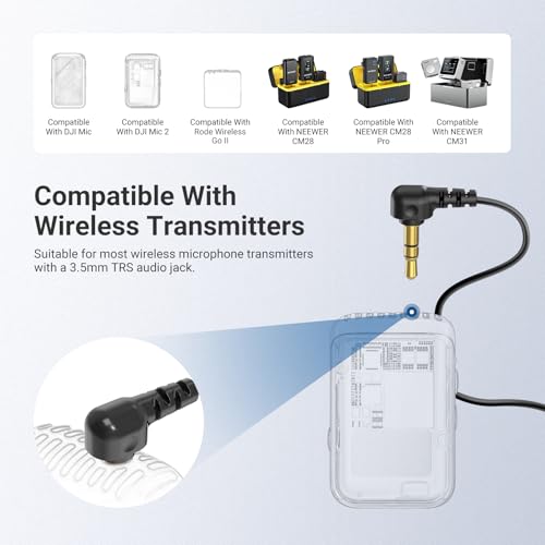 NEEWER ø9.7mm Lavalier Microphone (2 Pack), 3.5mm TRS Clip On Lapel Wired Omnidirectional Condenser Lav Mic with 1.5m Cable & Windscreen for Video Recording, Vlogging, Filming, LM10 - style: LM10