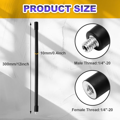 12" Gooseneck Tube Extension Holder, 2 PCS 1/4"-20 Female to Male | Female to Male Thread, Metal Universal Hose, Flexible Arm, For Phone Action Camera Microphone - size: 12 Inch