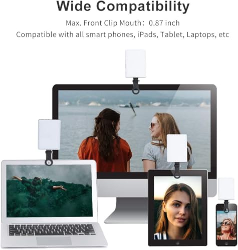 Newmowa 60 LED High Power Rechargeable Clip Fill Video Conference Light | with Front & Back Clip, Adjusted 3 Light Modes for Phone, iPhone, Android, iPad, Laptop, for Makeup, TikTok, Selfie, Vlog