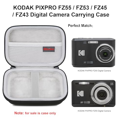 Elonbo Camera Carrying Case for KODAK PIXPRO FZ55 / FZ53 / FZ45 / FZ43 16MP Digital Camera, Vlogging Camera Storage Holder TTravel Bag, Mesh Bag Fits Batteries, Cable, Memory Card, Card Reader,Black - color: Black