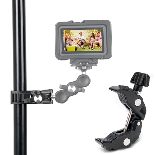 Universal Super Clamp Camera Mount, Adjustable Metal Heavy Duty Clamp with 1/4"-20 & 3/8"-16 Threads, 0.47-2.36'' Jaw Grip Desk Clamps for Magic Arm Light Stand Tube Bike Handlebar Stroller Tripod - size: Clamp Only