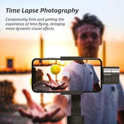 3 Axis Handheld Gimbal Stabilizer for Smartphone, S5 Foldable Phone Video Stabilizer with Face Tracking, Anti-Shake, 12H Battery, for iPhone Android
