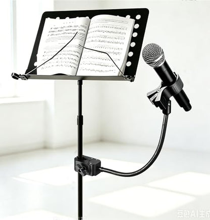 Gooseneck Microphone Stand,11.88" Flexible Adjustable Arm Mic Clip with Clip 3/8"-16 to 5/8"-27 Adapter Mount,Super Crab Desk & Pole Clamp Mic Holder Compatible with Shure/Fifine / AT2020 / Pyle/Blue