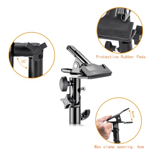 2 PCS Heavy Duty Metal Clamp Holder with 5/8" Light Stand Attachment Reflector Clamp with Umbrella Hole and Screw Mount for Photo Studio Reflectors | Reflector Clamp, Umbrella Hole, Screw Mount, Photo Studio Reflectors