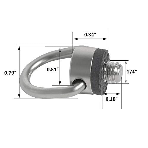 Stainless Steel D Ring Screw Hinged Holder Camera Fixing Screw 1/4"-20 Thread for Tripod DSLR Cameras for Quick Release Wrist Strap Sling 2 Pack