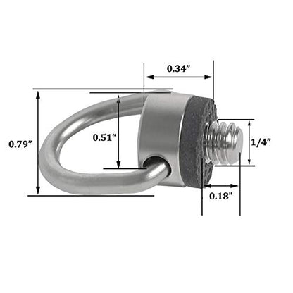 Stainless Steel D Ring Screw Hinged Holder Camera Fixing Screw 1/4"-20 Thread for Tripod DSLR Cameras for Quick Release Wrist Strap Sling 2 Pack