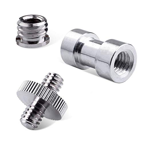 3 Sets 1/4 Inch to 3/8 Inch Threaded Screw Mount Adapter Set for Camera Tripod Monopod DSLR Camera Flash Trigger - Female to Female Adapter, Male to Male Screw, Reducer Bushing Screw