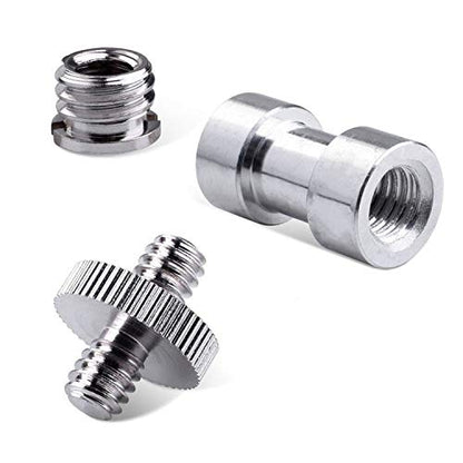 3 Sets 1/4 Inch to 3/8 Inch Threaded Screw Mount Adapter Set for Camera Tripod Monopod DSLR Camera Flash Trigger - Female to Female Adapter, Male to Male Screw, Reducer Bushing Screw