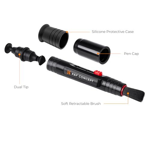 K&F CONCEPT Professional Lens Cleaning Pen with Soft Brush, Carbon Head Lens Cleaning Pen Compatible with Canon, Nikon, Pentax, Sony Digital Camera Cleaning,AR VR Glasses Cleaning