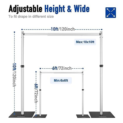 Hecis Double Backdrop Stand Heavy Duty,10x10ft Double Crossbar Pipe and Drape Stand, Adjustable Aluminium Flower Wall Backdrop, Back Drop Stand for Party Event, Trade Shows & Wedding Decor