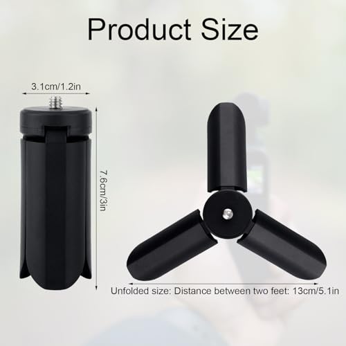 Mini Tripod for DJI Osmo Pocket 4P/4/3/2 & Action 6/5 Pro/4/3/Nano, Portable Tabletop Tripod Stand, Hand Grip Selfie Stick with 1/4'' Screw for Insta360 Luna Ultra X5/X4/X3