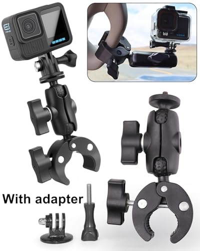 3-in-1 Super Mount Clamp Socket Arm 1/4"-20 Ball Head Adapter for Camera/Phone/Monitor/LED Lights/Microphone Accessories (Short Style)