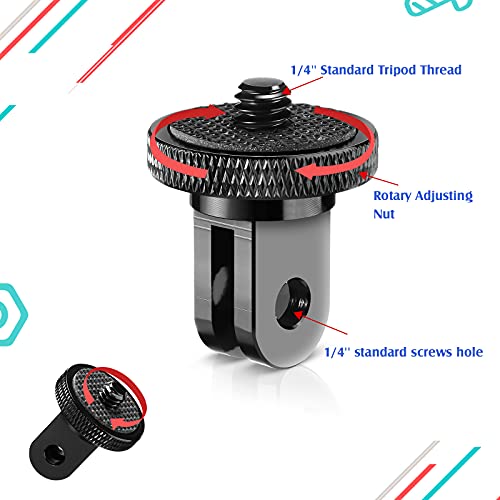 Frienda 4 Pieces Aluminum Camera Tripod Mount Adapter 1/4-20 Conversion Adapter for Tripod Compatible with GoPro Action Cameras and Other Standard 1/4 Accessories(Black) - color: Black