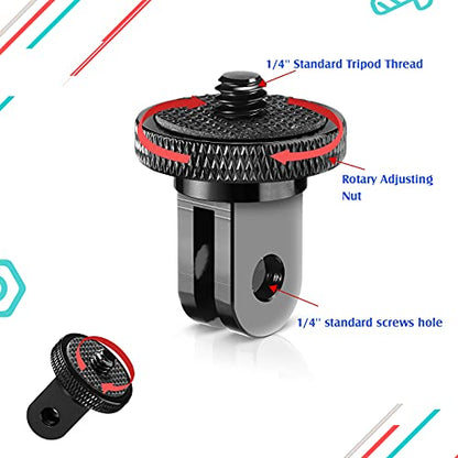 Frienda 4 Pieces Aluminum Camera Tripod Mount Adapter 1/4-20 Conversion Adapter for Tripod Compatible with GoPro Action Cameras and Other Standard 1/4 Accessories(Black) - color: Black