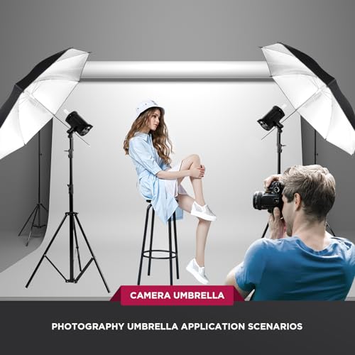 [2 Pack] 43" Black/Silver Reflective Umbrella Kit for Contrast, Concentrative Light, Studio/Outdoor Photo and Video Lighting Accessories - color: 2* 43" Black