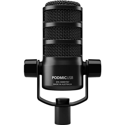 Rode PodMic USB Dynamic Broadcast Microphone Bundle with BOOMARM1 Desktop Boom Arm and 10-Foot XLR Cable — Cardioid USB-C Studio Mic with APHEX DSP for Podcasting, Streaming, Voice Over