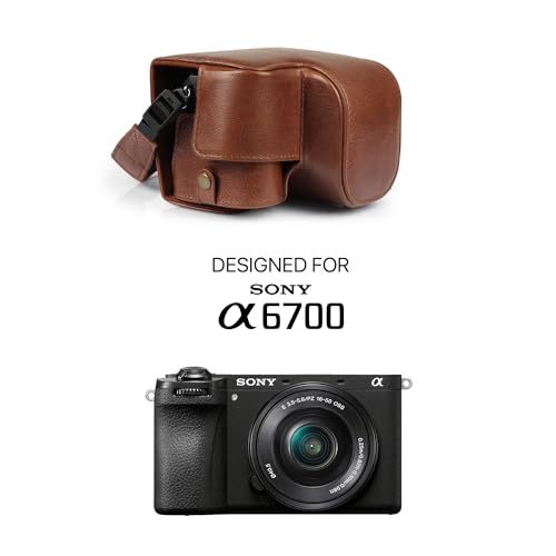 Mega Gear Genuine Leather Camera Case for Sony Alpha a6700 (16-50mm) - Stylish and Protective - Brown - color: Brown