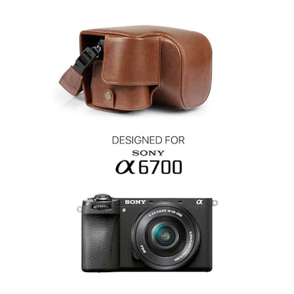 Mega Gear Genuine Leather Camera Case for Sony Alpha a6700 (16-50mm) - Stylish and Protective - Brown - color: Brown