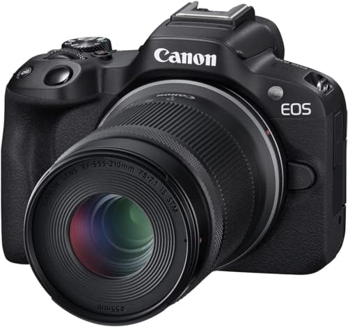 Canon EOS R50 Mirrorless Camera Body with 2 Lens Kit RF-S 18-45mm is STM and RF-S 55-210mm is STM 5811C022 Bundle with Deco Gear Camera Bag + Microphone + Tripod + Photography Pro & Accessories Kit - color: Jet
