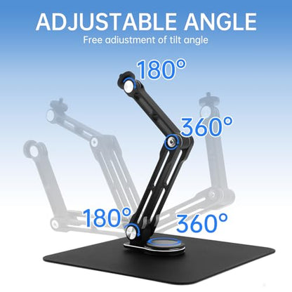 Desktop Microphone Stand,Rotatable Tabletop Mic Stand,Foldable Design, Non-Slip Weighted Base, Includes Adapters Mic Clips for Podcasting, Live Streaming, Recording,Video Conference Content Creator