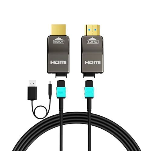 RUIPRO 8K Detachable Full Fiber Optic Armored HDMI 2.1 Cable 10FT, Ultra High Speed 48Gbps, Support 8K@60Hz 4K@120Hz, Dynamic HDR, eARC, Compatible with PS5/Xbox/Blu-ray/TV/Monitor/Projector - size: 10FT