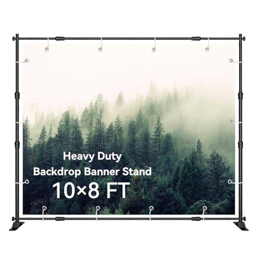 8'x10' Background Stand Backdrop Support System Set- Photo Video Muslin Studio Backdrop Stand with Carry Bag -Adjustable Backdrop Stand for Trade Show, Photography & Video - size: 8×10’