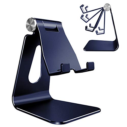 Adjustable Cell Phone Stand, CreaDream Phone Stand, Cradle, Dock, Holder, Aluminum Desktop Stand Compatible With Phone Xs Max Xr 8 7 6 6s Plus SE Charging, Accessories Desk,All Mobile Phones-Navy Blue - color: Navy Blue